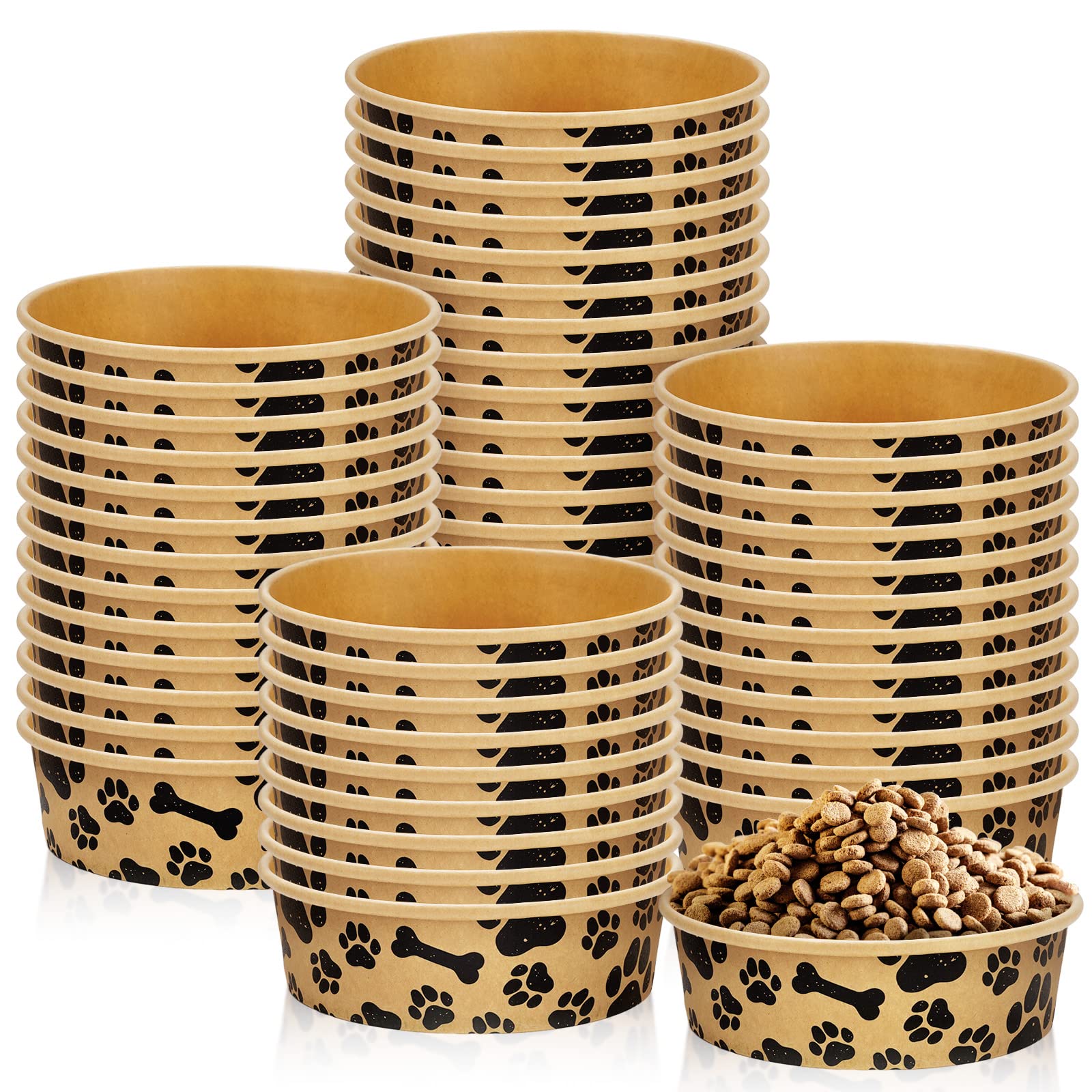 Gamelle jetable papier kraft pour petit chien chaton et écuelle de service 2 tasses