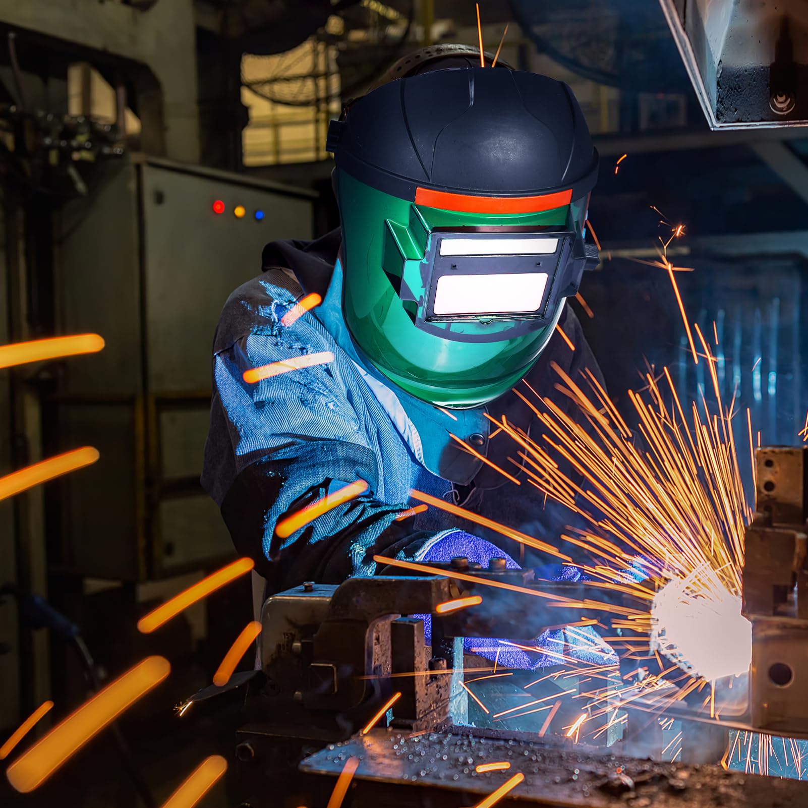 Mikikit Automatisch Abdunkelnder Schweißhelm und Einstellbarer Verdunkelungsfunktion Auspc Zufällige Farbe mit Weitem Sichtfeld für Sicheres Tig Schweißen und Schweißarbeiten