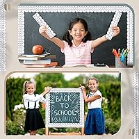 Vista 6 de Leinuosen Borde para tablón de anuncios de 50.5 pies, 44 piezas de bordes troquelados con 20 hojas de puntos de pegamento, decoración de regreso a