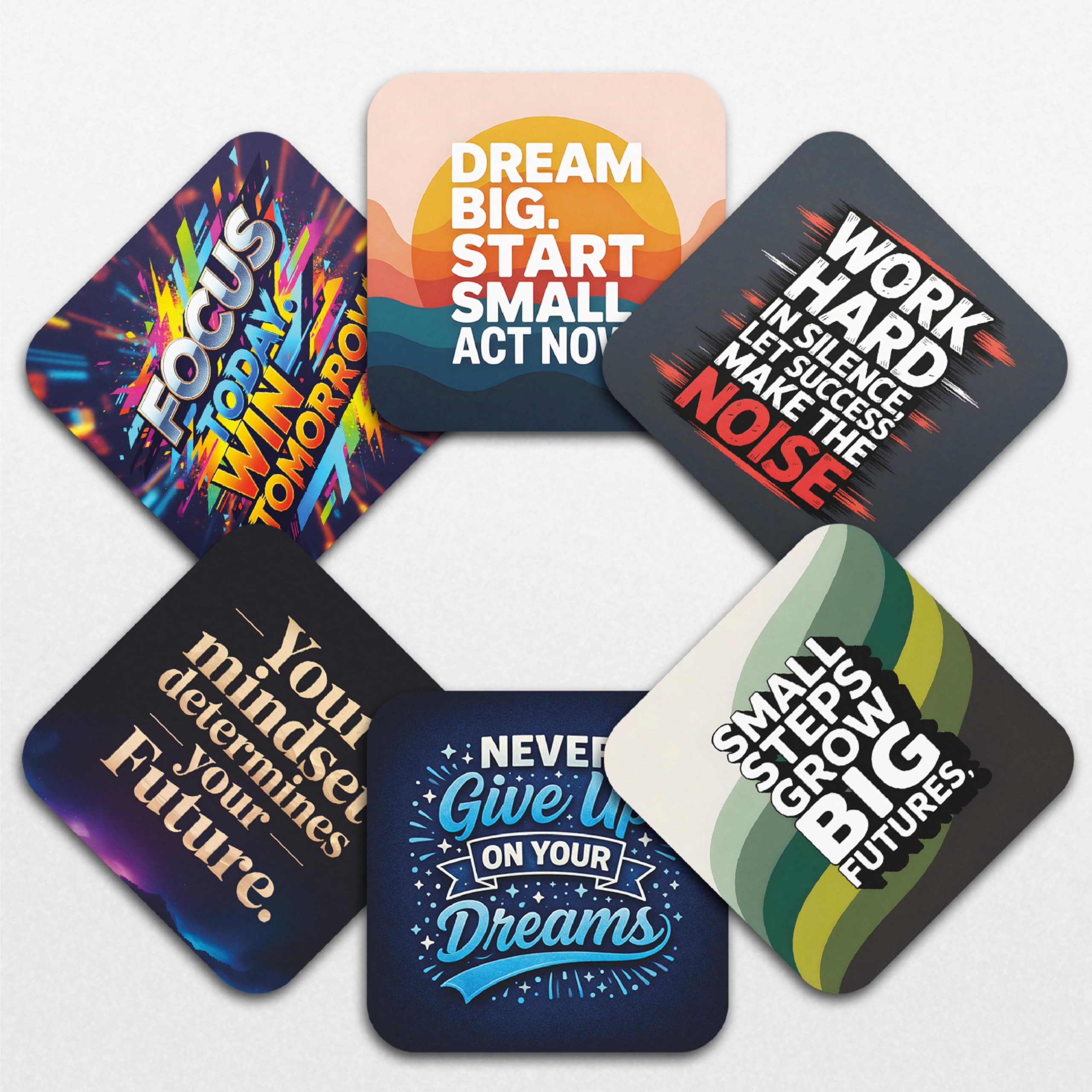 Smaran Tea Coaster Set of 6 – 4 Inch Square Wooden Drink Coasters with Motivational Quotes | Beverage Coaster for Coffee Cups, Table Protection, Home Decor & Gift — Amazon image 2