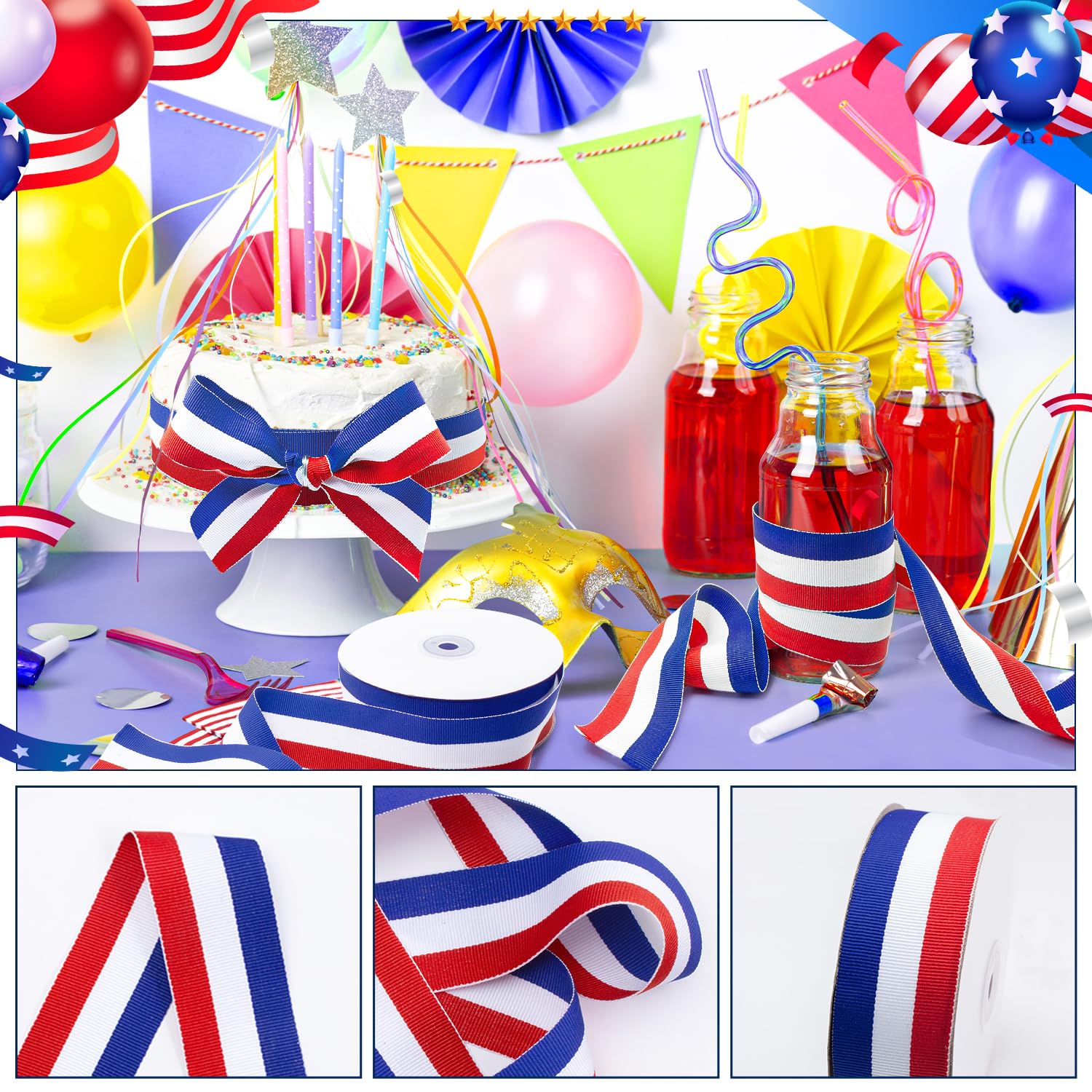 Snapklik.com : Red White And Blue Ribbon Patriotic Ribbon 1.5 Inch X ...