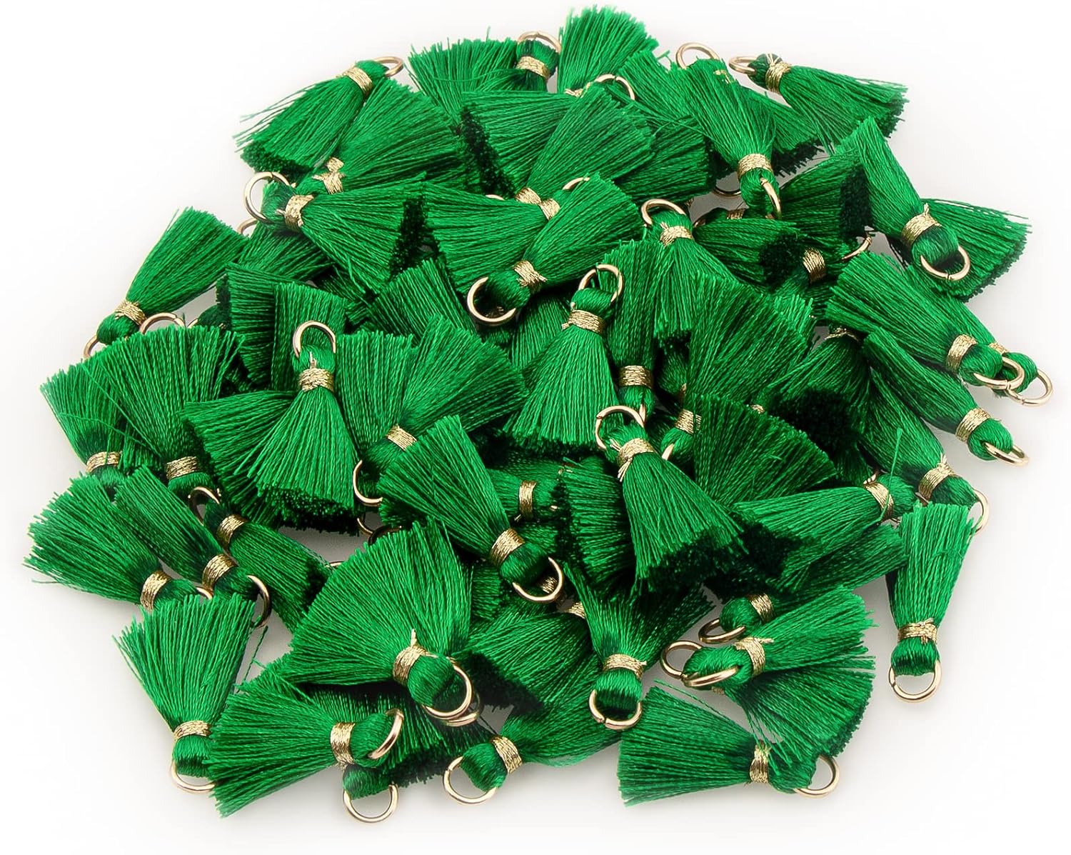 VAPKER 100Pcs 0.8Inch/2CM Mini Tassels Green Tassel Tiny Handmade Craft Tassels with