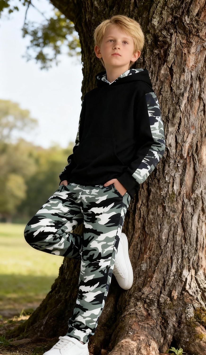 Toddler Boy Clothes Long Sleeve Hoodie Sweatsuits Tops and Pants Boys Fall Winter Color Block Outfits Set 5-12 Years - Image 3