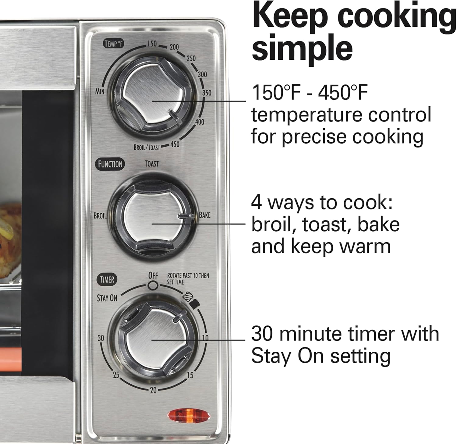 Hamilton Beach Countertop Toaster Oven & Pizza Maker Large 4-Slice Capacity, Stainless Steel (31401)