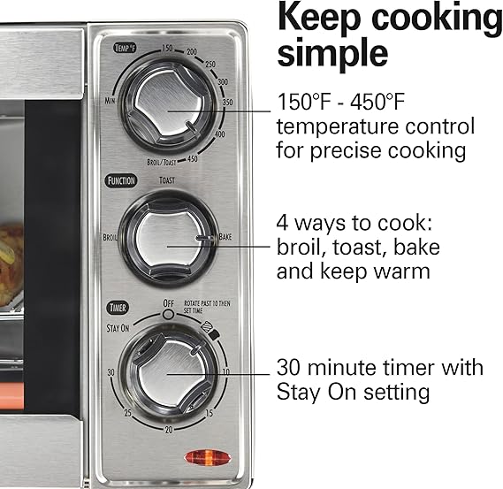 Hamilton Beach Countertop Toaster Oven & Pizza Maker Large 4-Slice Capacity, Stainless Steel (31401)