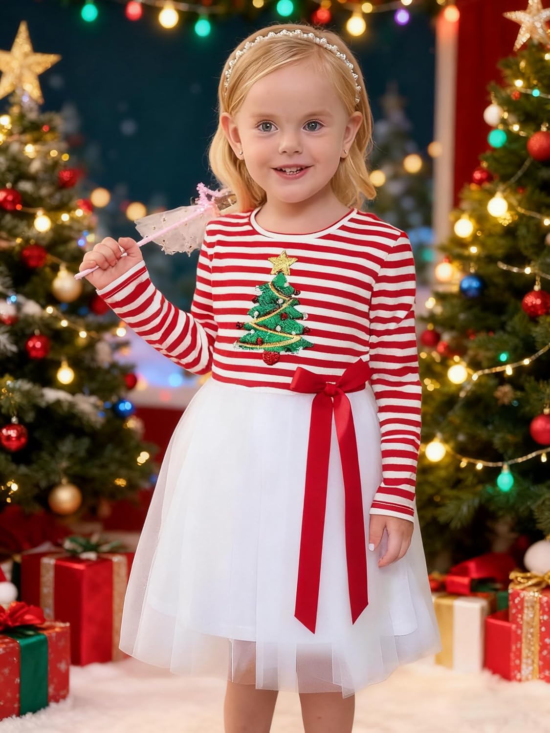 Toddler Girl Tulle Tutu Dresses Color-Changing Sequin Little Girls Long Sleeve Ruffle Birthday Party Flower Dress 1-8T - Image 3