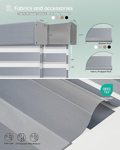 Miniatura 84 de Yoolax Persianas motorizadas con control remoto, persianas motorizadas de cebra compatibles con Alexa, persianas motorizadas de privacidad, 70%