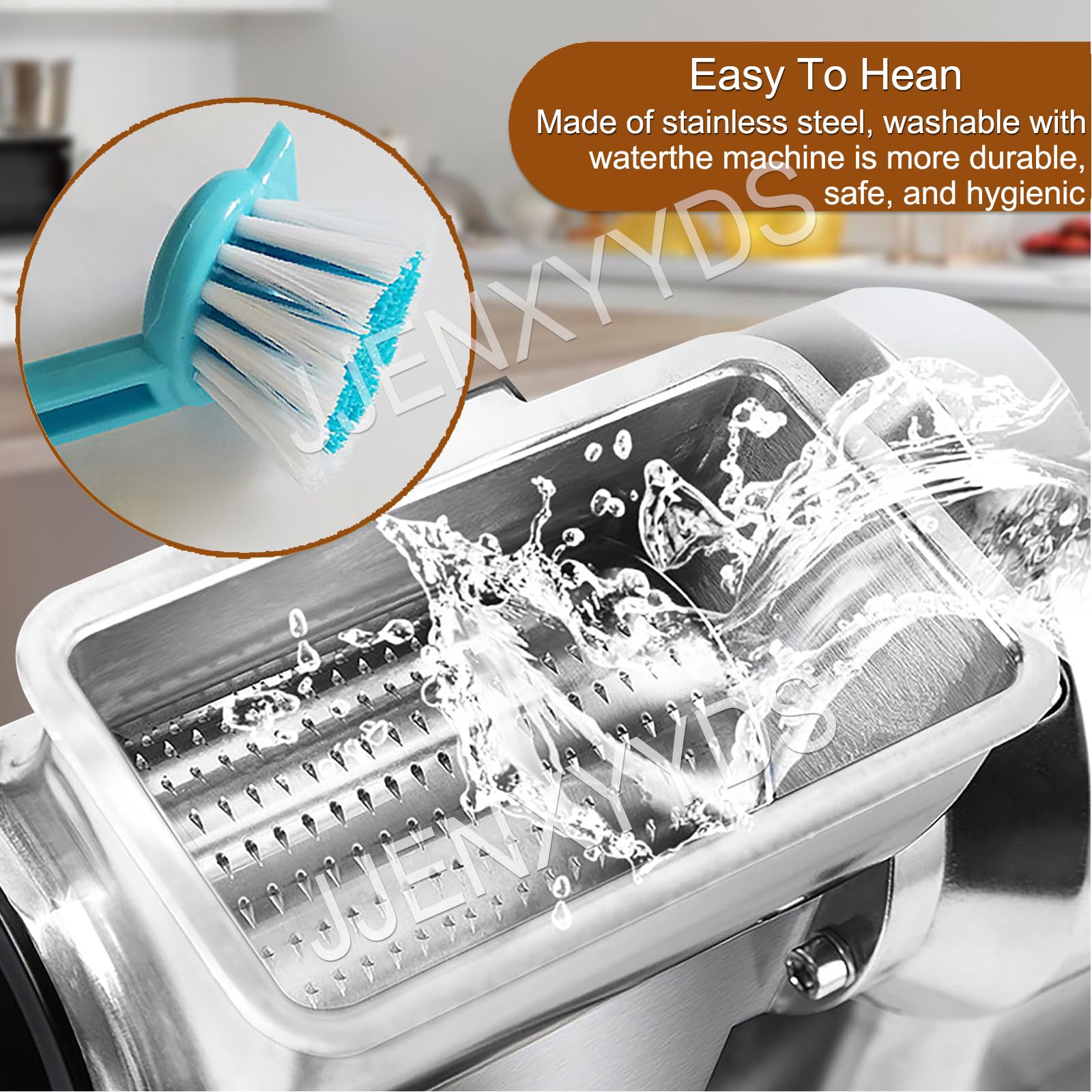 JJENXYYDS Electric Cheese Graters Machine,Cheese Grater Shredder Salad Maker,with Stainless Steel Bucket,for Cheese Butter Cheese Bread Bran, 0.75HP/550W 88lb/Hour