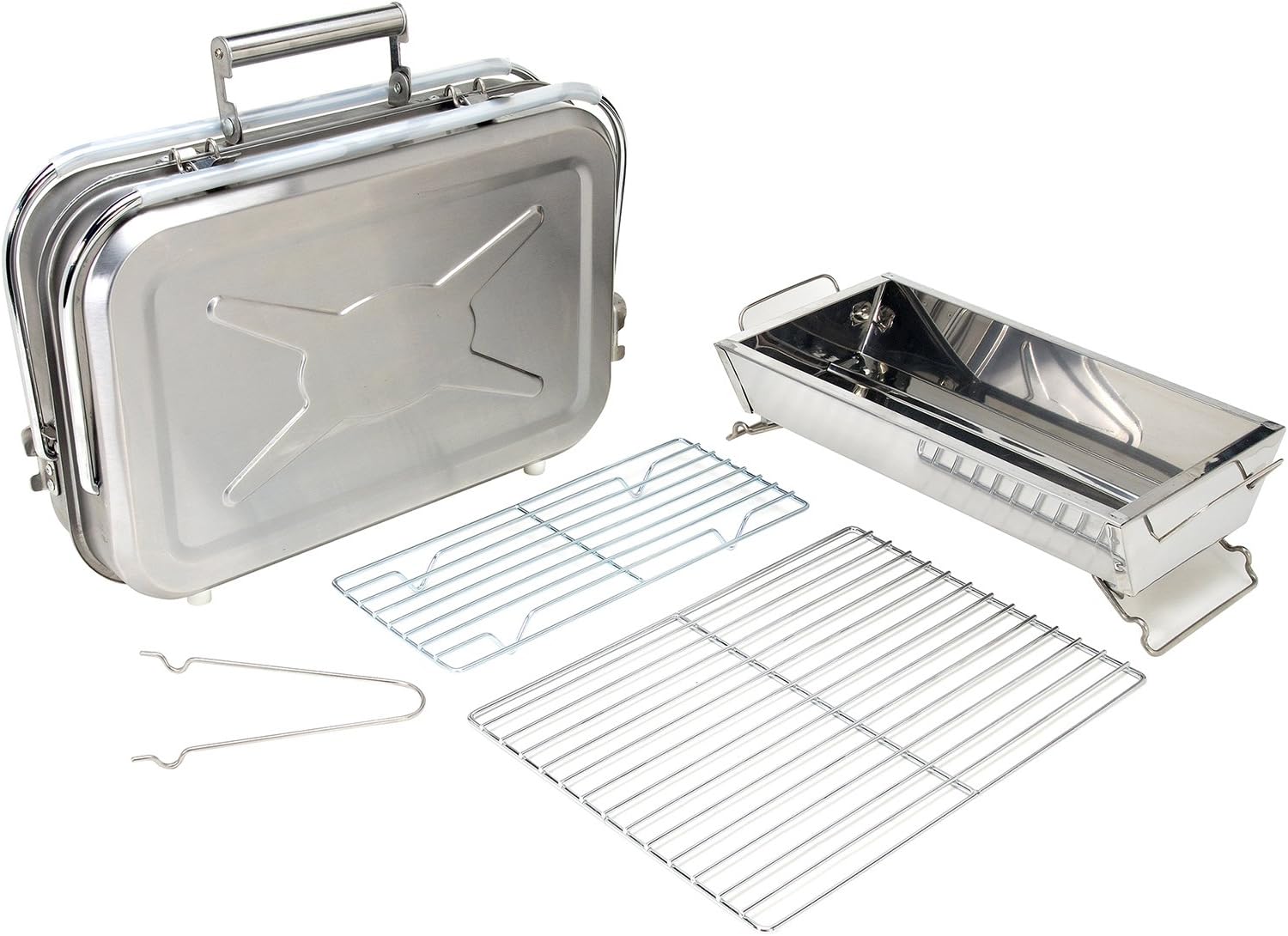 Portable Folding Camping Grill - Mini Stainless Steel Charcoal Barbecue Grill (Briefcase Style)