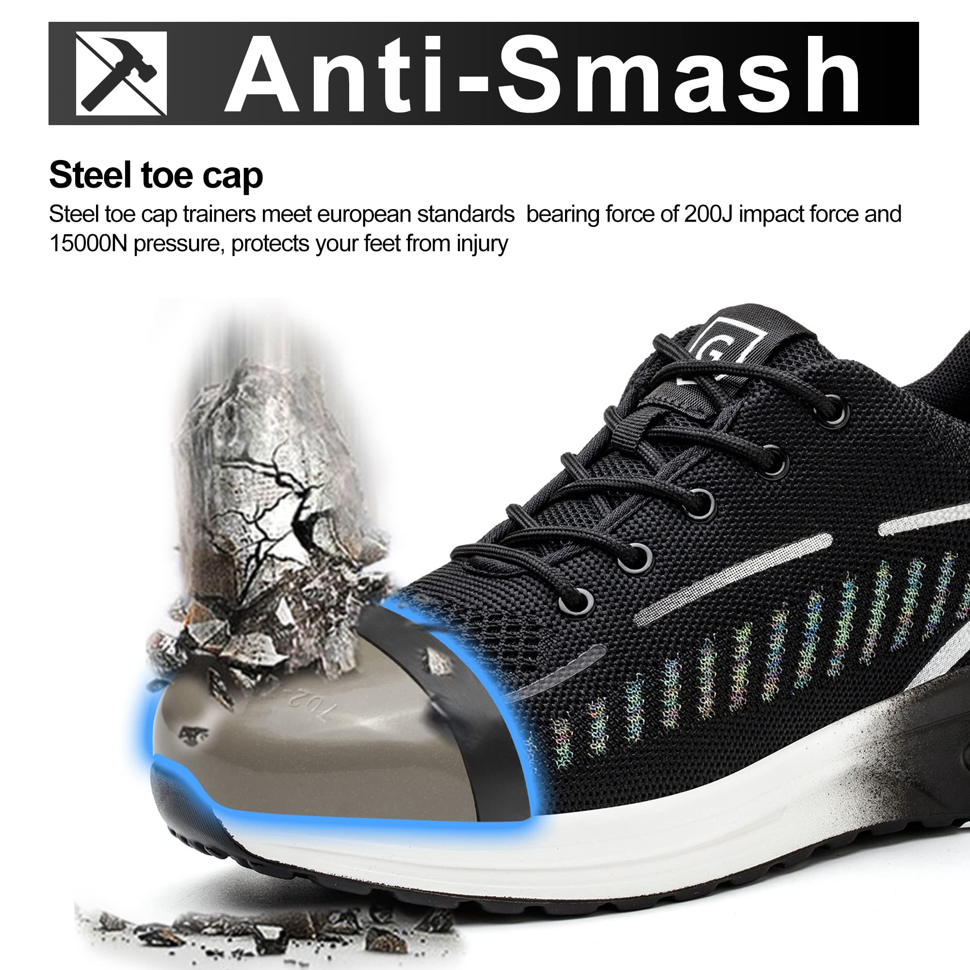 Scarpe Antinfortunistiche Uomo Scarpe da Lavoro Donna Leggere Traspiranti Sneakers con Punta in Acciaio Antiscivolo Sportive Sicurezza Scarpe
