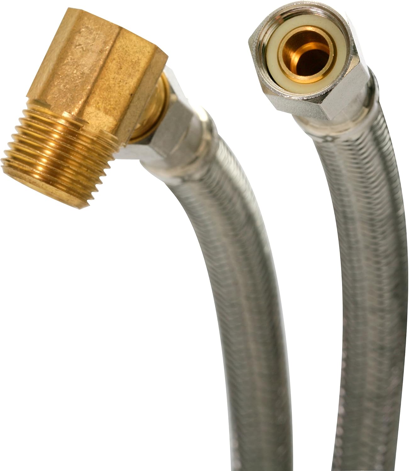 Fluidmaster B6W60 Dishwasher Connector With 3/8-Inch and 3/4-Inch Elbow Fittings, Braided Stainless Steel - 3/8 Female Compression Thread x 3/8 Female Compression Thread, 5 Ft. (60-Inch) Length