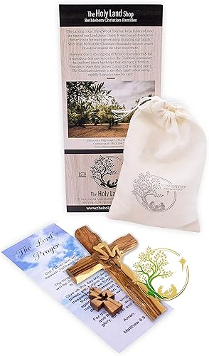 Miniatura 5 de PHLG Holy Spirit Olive wood crucifix/wall hanging or hand held wooden cross – made in the Holy Land by Christian craftsmen Amazing