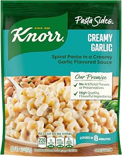Knorr Pasta Sides Creamy Garlic Shells 4.4 oz - Quick 11-Min Italian Pasta Side with Romano Cheese Sauce
