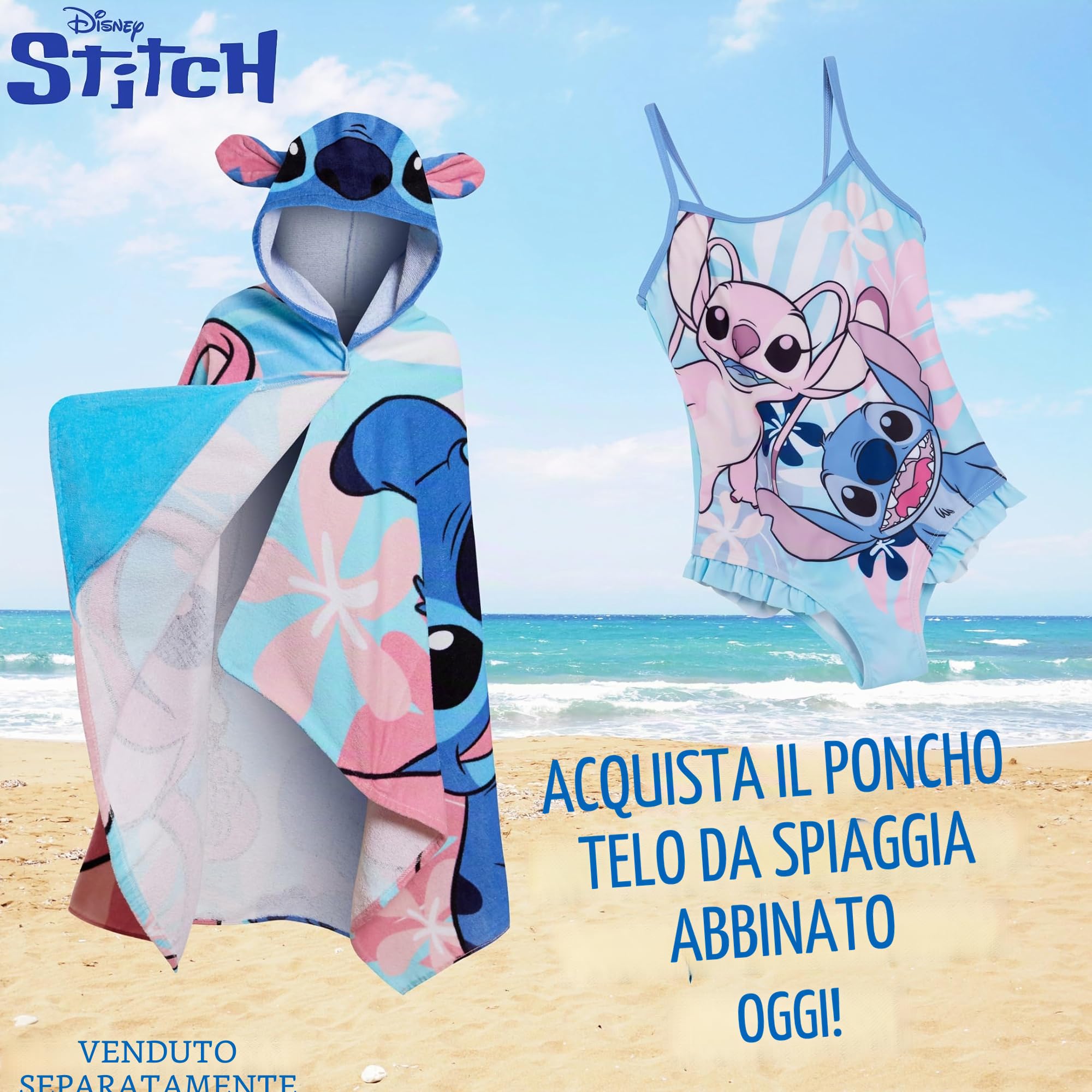 Disney Costume da bagno Stitch per ragazze, costume da bagno Angel Un pezzo per bambini, abbigliamento da spiaggia e piscina.