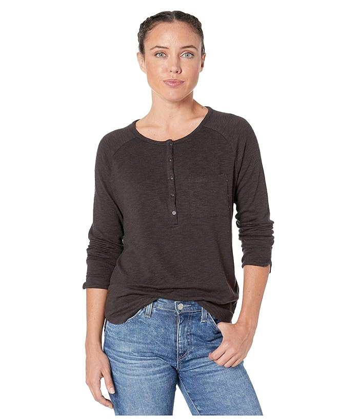 Prana  Hensley Henley (Charcoal) Womens Long Sleeve Pullover