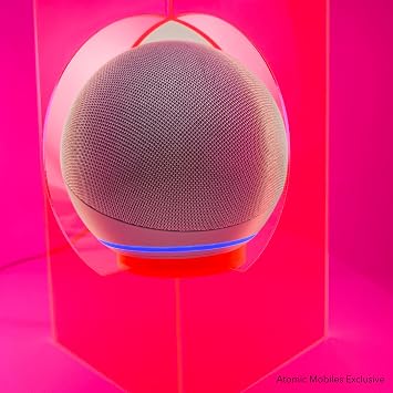 Space Age Amazon Alexa Stand for 5th Gen Echo Dot & 4th Gen Echo - mid century modern retro style acrylic holder - 11.5 x 11.5 (Echo Dot 5th Gen)