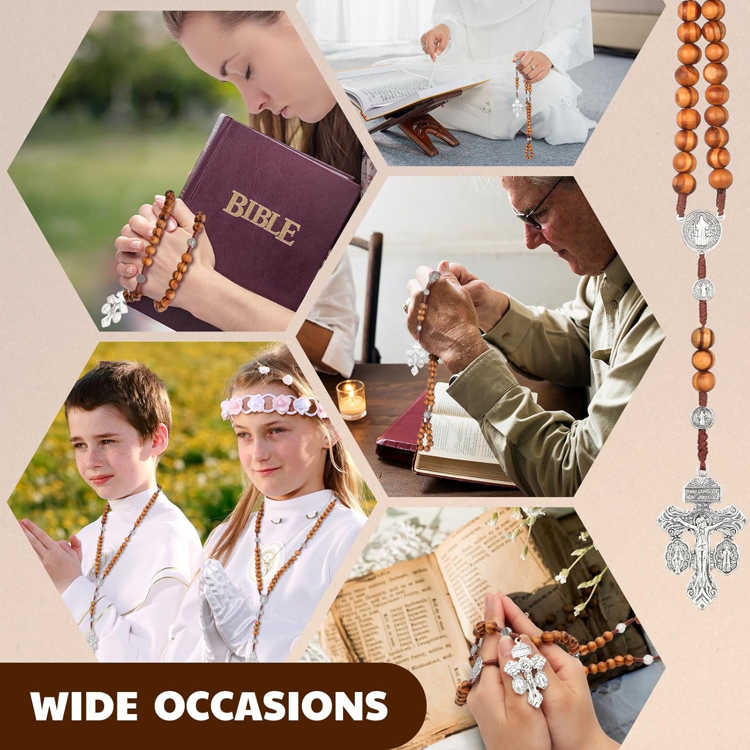 Landical Rosary Beads Catholic for Women Men Rosary Cross with Pardon Crucifix Necklace with St Benedict Prayer Card and Bags for Regalos Cristianos Rosarios Catolicos Para Hombre - Image 6