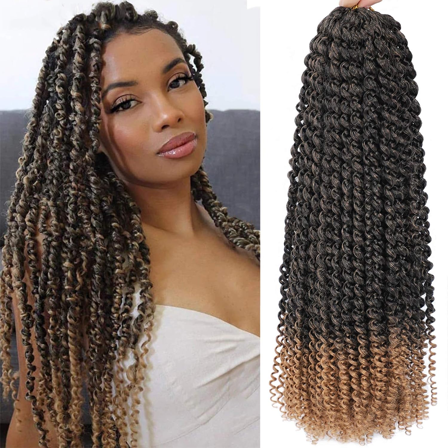 Passion Twist Hair 26 Inch 8 Packs Long Passion Twist Crochet Hair For Women Water Wave Braiding Hair Bohemian Spring Twist Hair Synthetic Hair Extension (26 Inch (Pack of 8), 1B#)