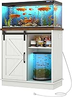Hlivelood Farmhouse 20 Gallon Fish Tank Stand with Power Outlet, Sliding Barn Door & 1000LB Capacity