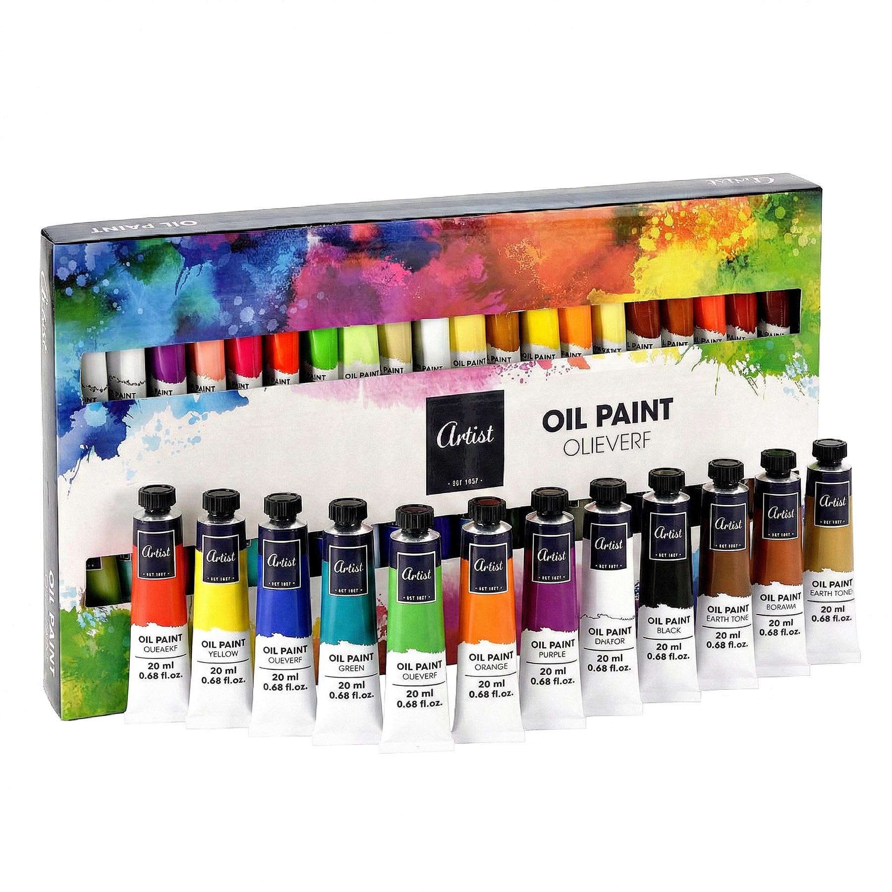 GEEZY 40 Piece Oil Paint Set - 20ml Tubes for Artists & Beginners - Non Toxic Painting Kit for Canvas, Rich Pigment Oil Based Colours for Adults & Kids