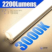 Vista 6 de Barrina Paquete de 6 lámparas LED T5 integradas individuales, 4 pies, 2200 lm, 3000 K (blanco cálido), 20 W, luces de tienda de servicios públicos