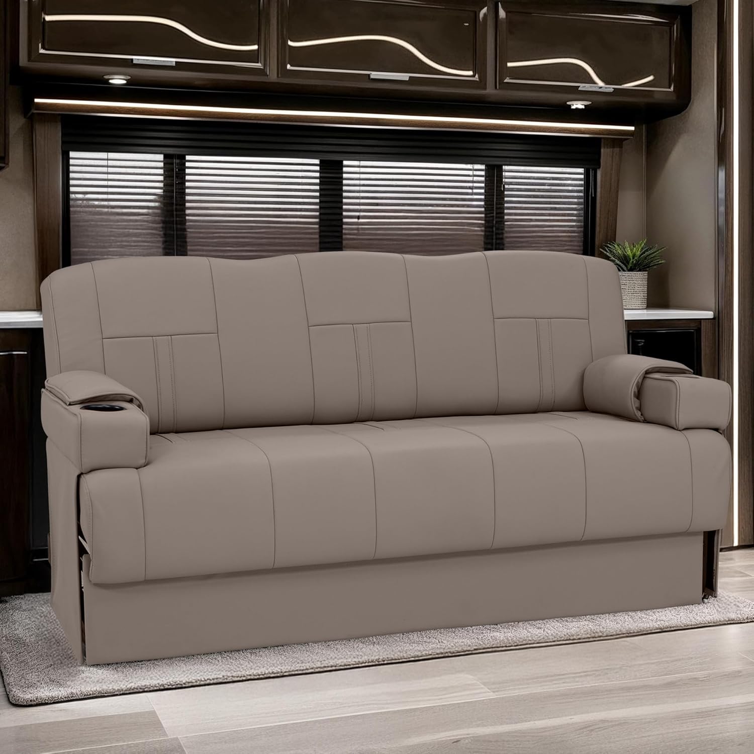 Ethos SL RV Sofa Bed, 68" Wide, Ultimate Leather, Light Antelope