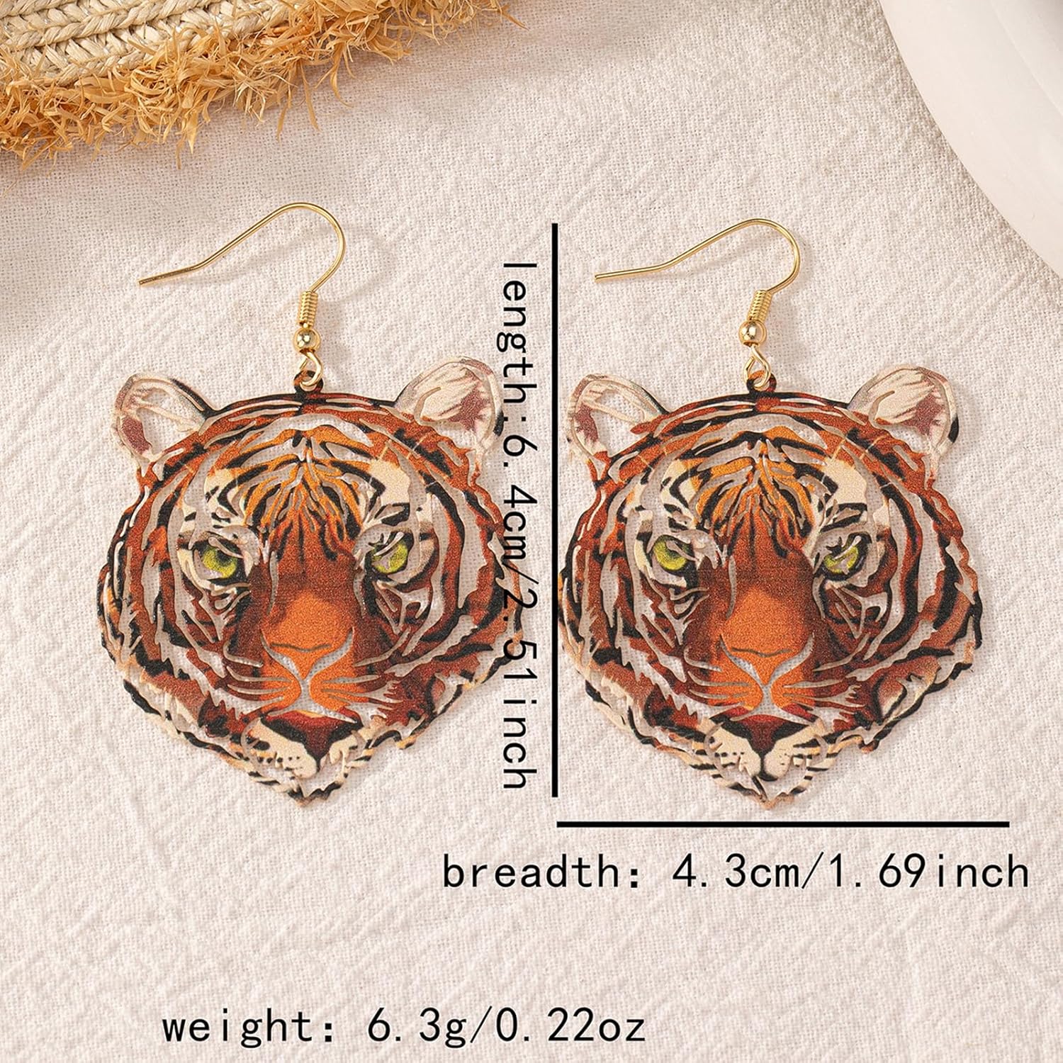 Tiger Earrings for Women Game Day Football Team Spirit Earrings Leopard Hollow Tiger Head Earrings Personality Animal Jewelry for Women - Image 6