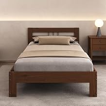 IDIMEX Theo Solid Wood Bed Frame Single Bed with Headboard Solid Pine 100 x 200 cm Painted Chestnut