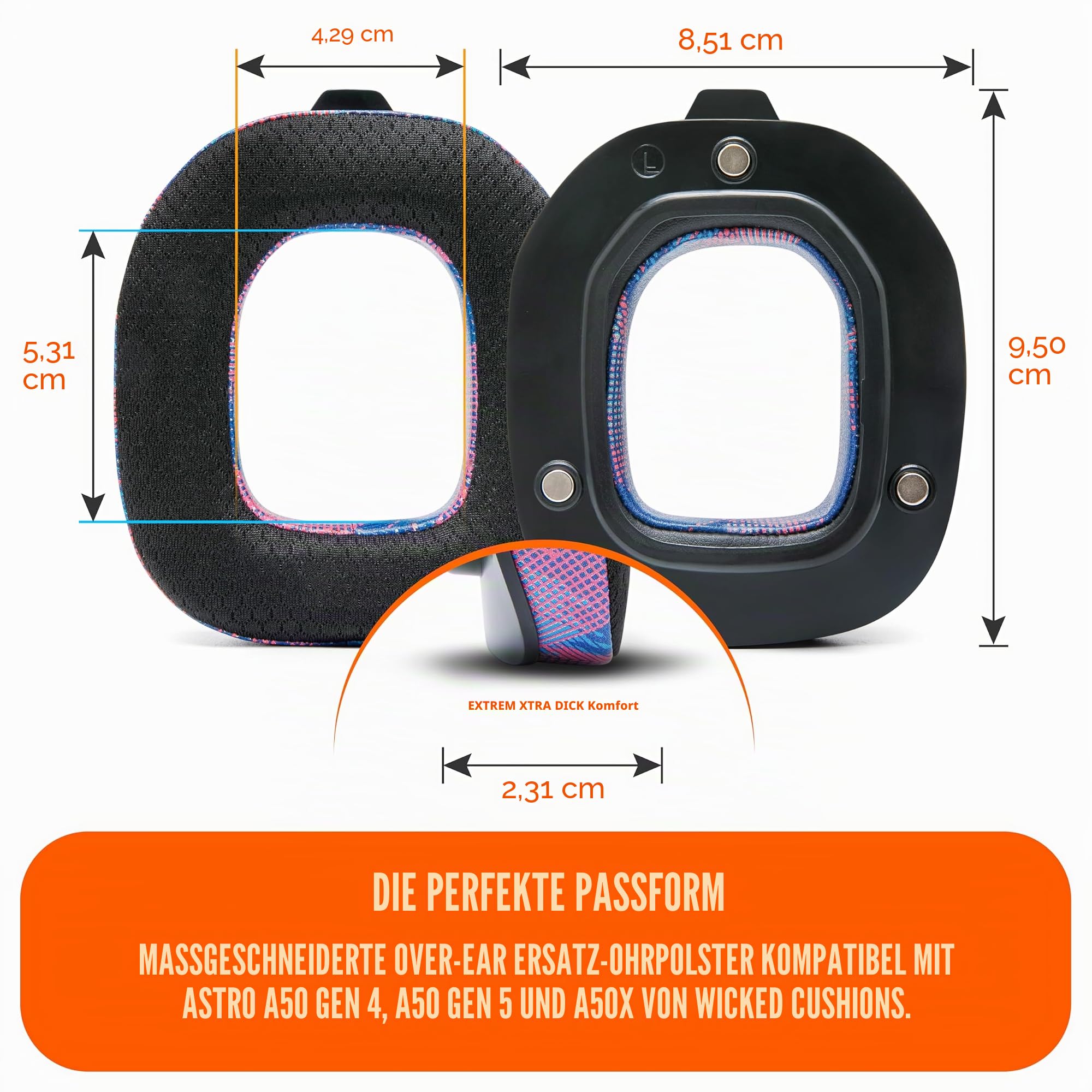 WC Freeze A50 – Kühlgel-Ohrpolster für Astro A50 Gen 4, Gen 5 und A50X | Von Wicked Cushions | Verbesserte Haltbarkeit, Dicke und Schallisolierung | Speed Racer
