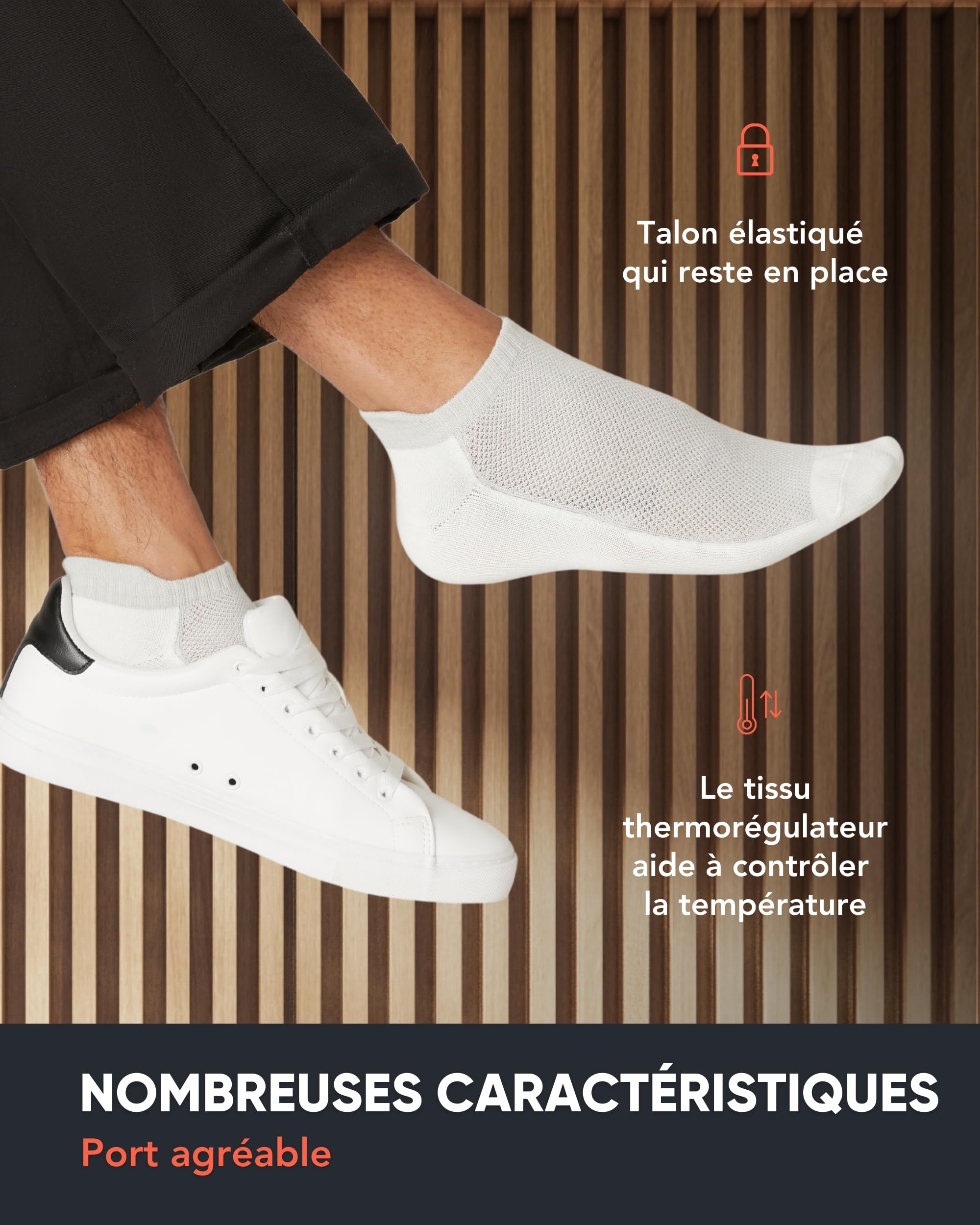 FM London Lot de 8 Paires de Chaussettes pour Homme en Bambou, Socquettes pour Homme, Chaussettes de Running, Respirantes, Résistantes aux Odeurs, avec Languette de Protection au Talon