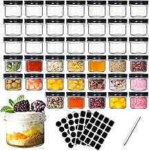 Mini Mason Jars 4 oz 40Pack, AuroTrends 4oz Canning Jars with Black Lids – Small Mason Jars with Lids 4oz for Oats/Jelly/Jams/Crafts/Candles (4oz, Set of 40)
