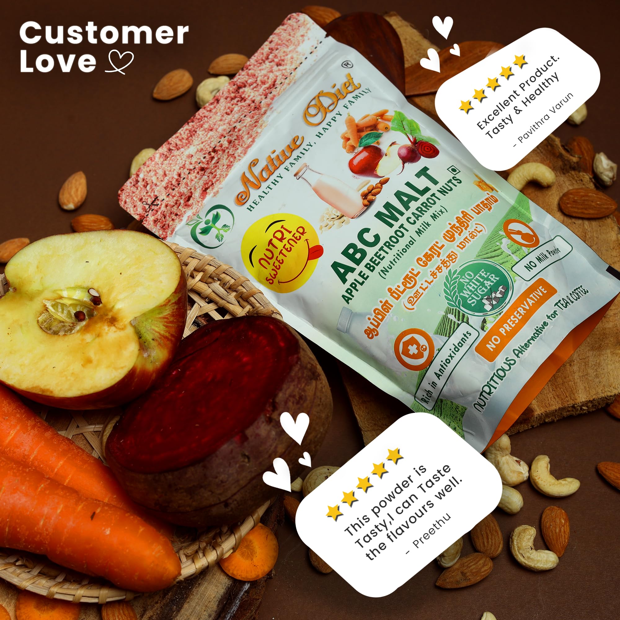 Native Diet ABC Malt|Ultimate Health Drink For Energy & Immunity|Nutritional Milk Mixes|Vegan Friendly|Tasty & Healthy|Stamina & Immunity Boost|All Natural Ingredients|Healthy Drink ((250*2 )500,ABC) - Image 5 thumbnail
