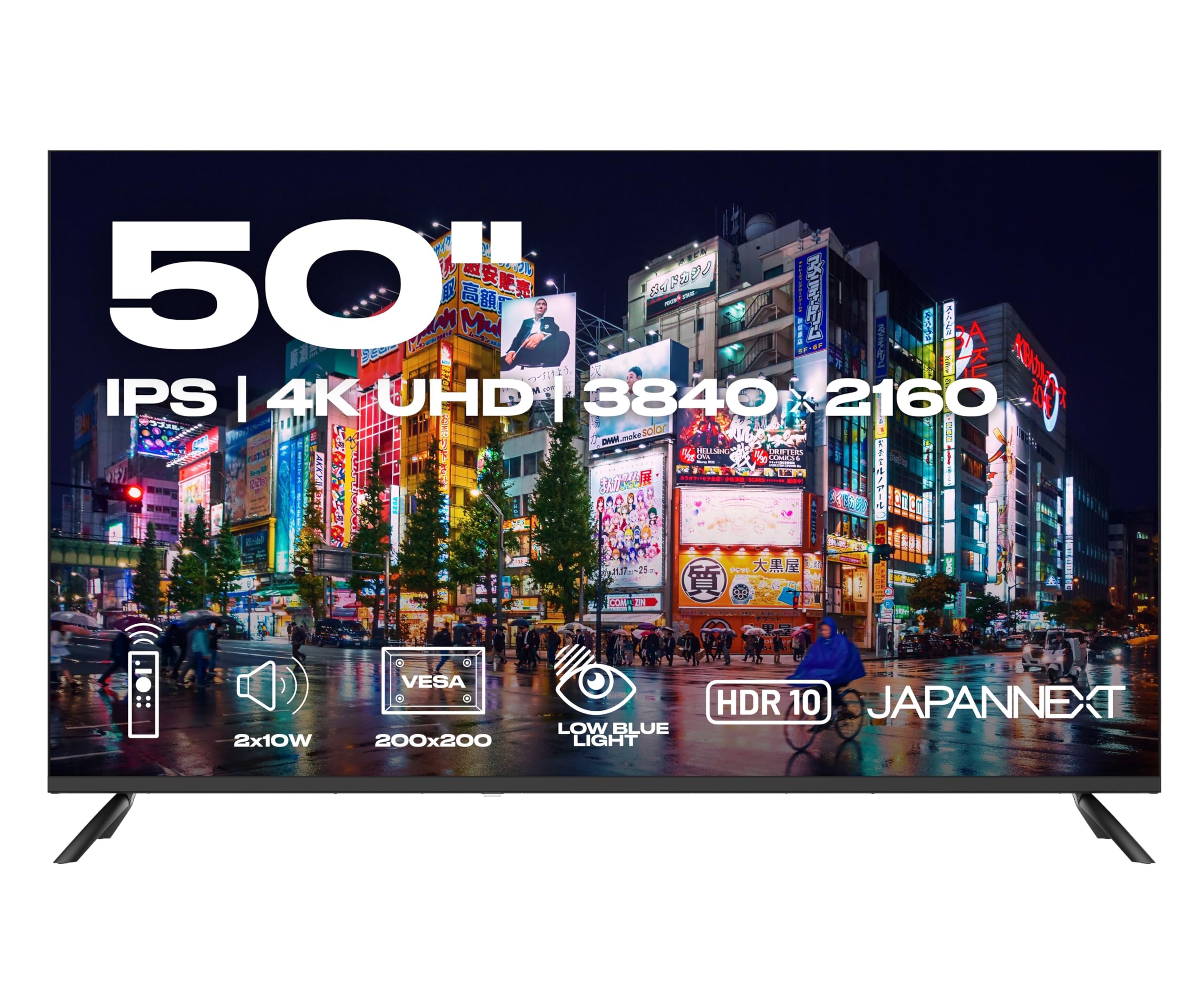 JapanNext Monitor Grande Formato 50” IPS 4K UHD (3840x2160) | HDR | Altoparlanti integrati (8Wx2) | (x3) HDMI 2.0 (x3) USB-A 2.0 | Garanzia 2 anni | JN-i50U | HDR | Altoparlanti integrati (8Wx2) | (x3) HDMI 2.0 (x3) USB-A 2.0 | JN-i50U