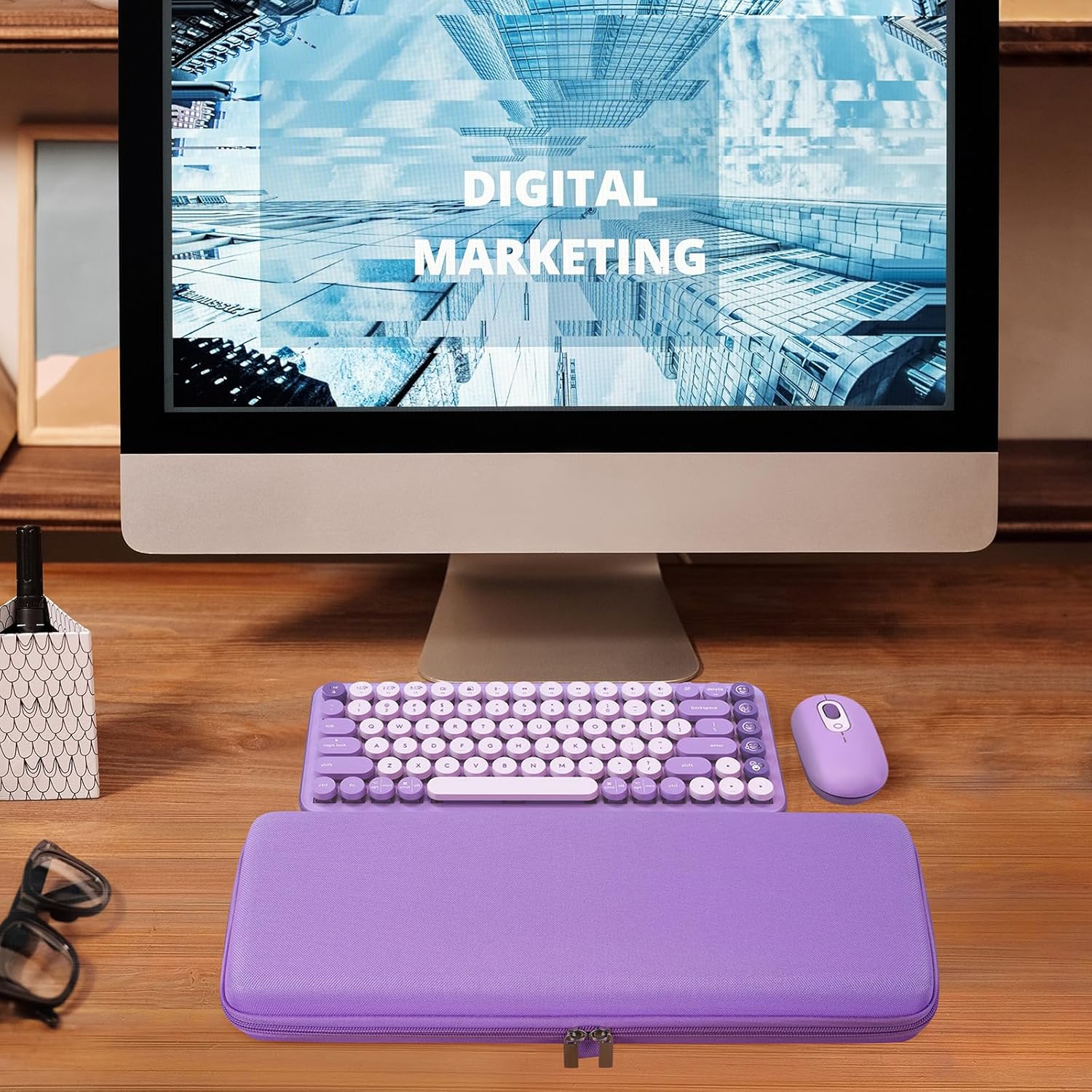 GEEKRIA Keyboard and Mouse Combo Case, Hard Shell Travel Carrying Bag for Compact 84 Key Low Profile Gaming Keyboard, Compatible with Logitech POP Keys, Nuphy Air75, LOFREE Flow84 (Purple) - Image 6