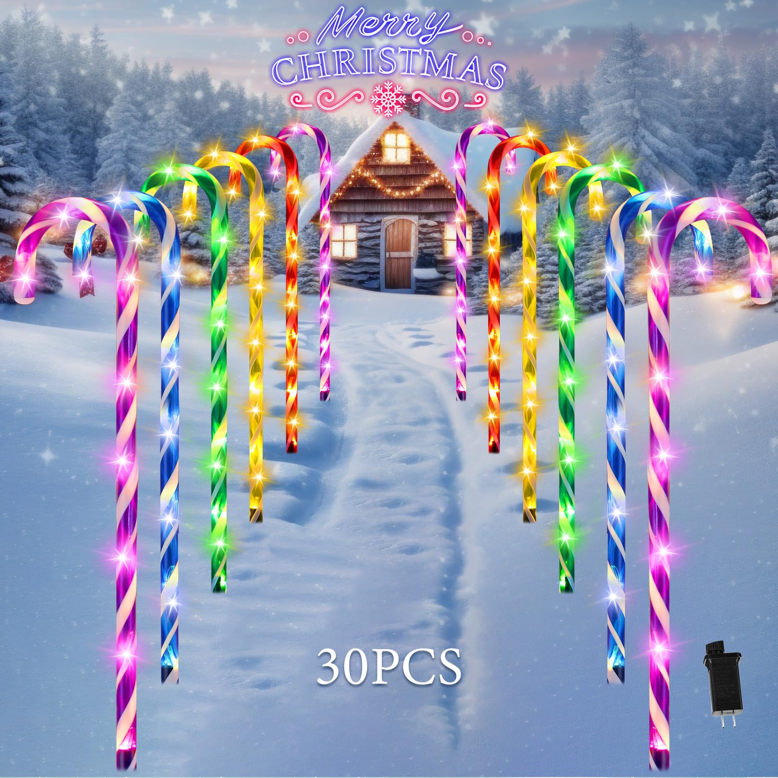 Amazon.co.jp: 30個 クリスマス キャンディケーンライト 23インチ