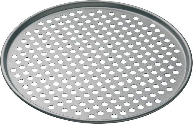 MasterClass 32 cm Perforated Pizza Tray with PFOA Non Stick, Robust 1 mm Thick Carbon Steel