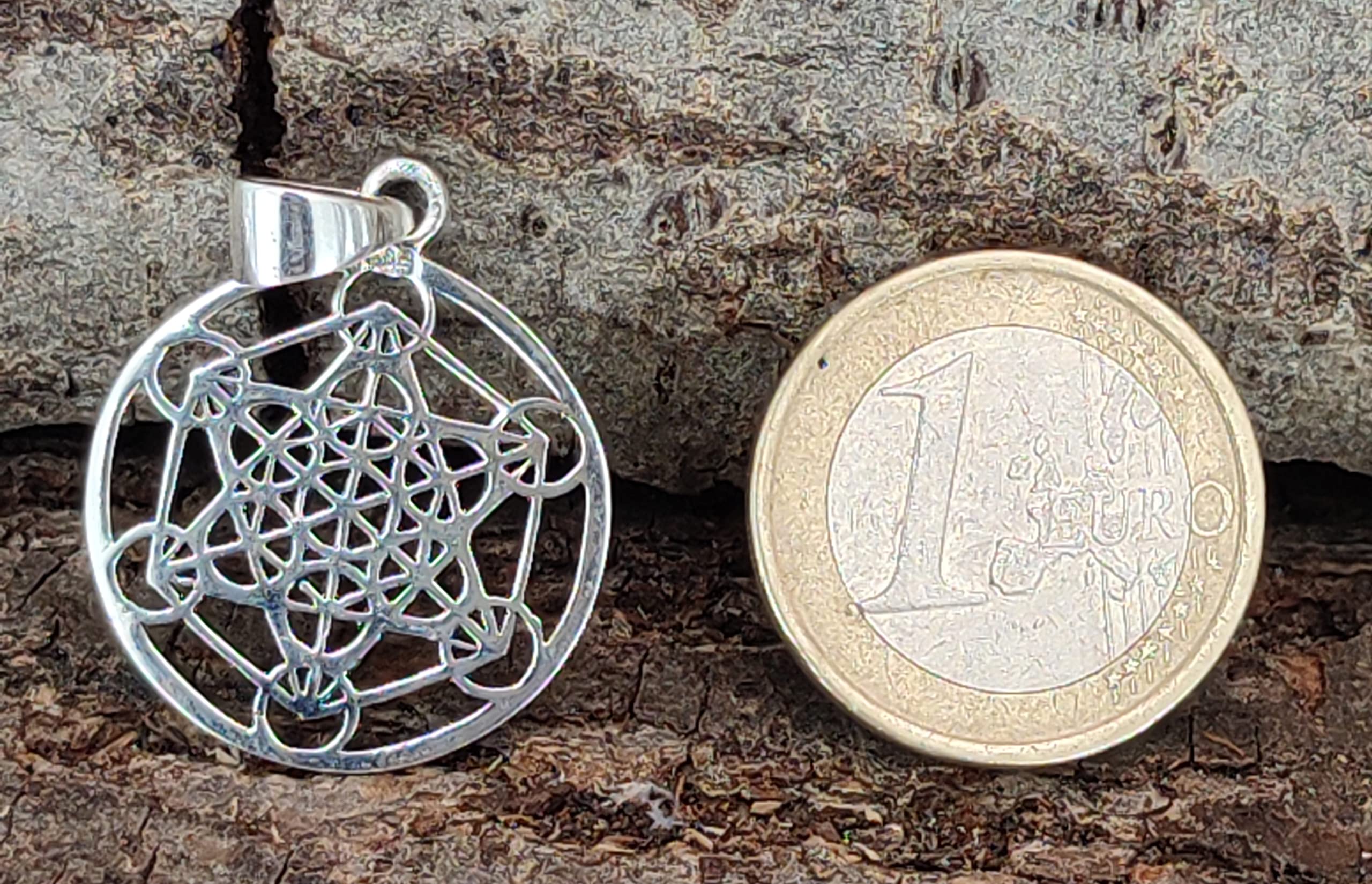 Pendentif cube de Métatron en argent sterling 925 n° 402, Argent sterling