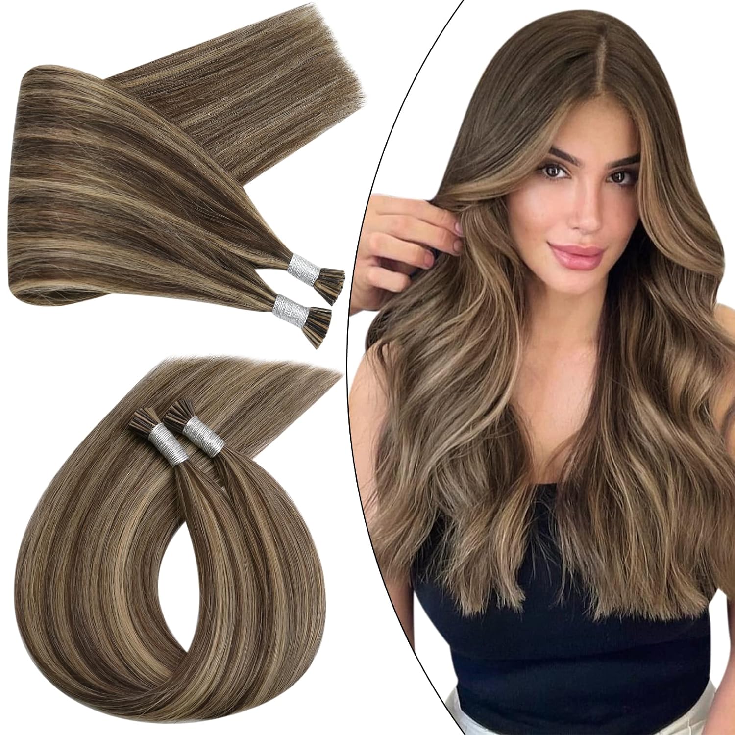 Ugeat 24inch Itip Hair Extensions For Women Highlights