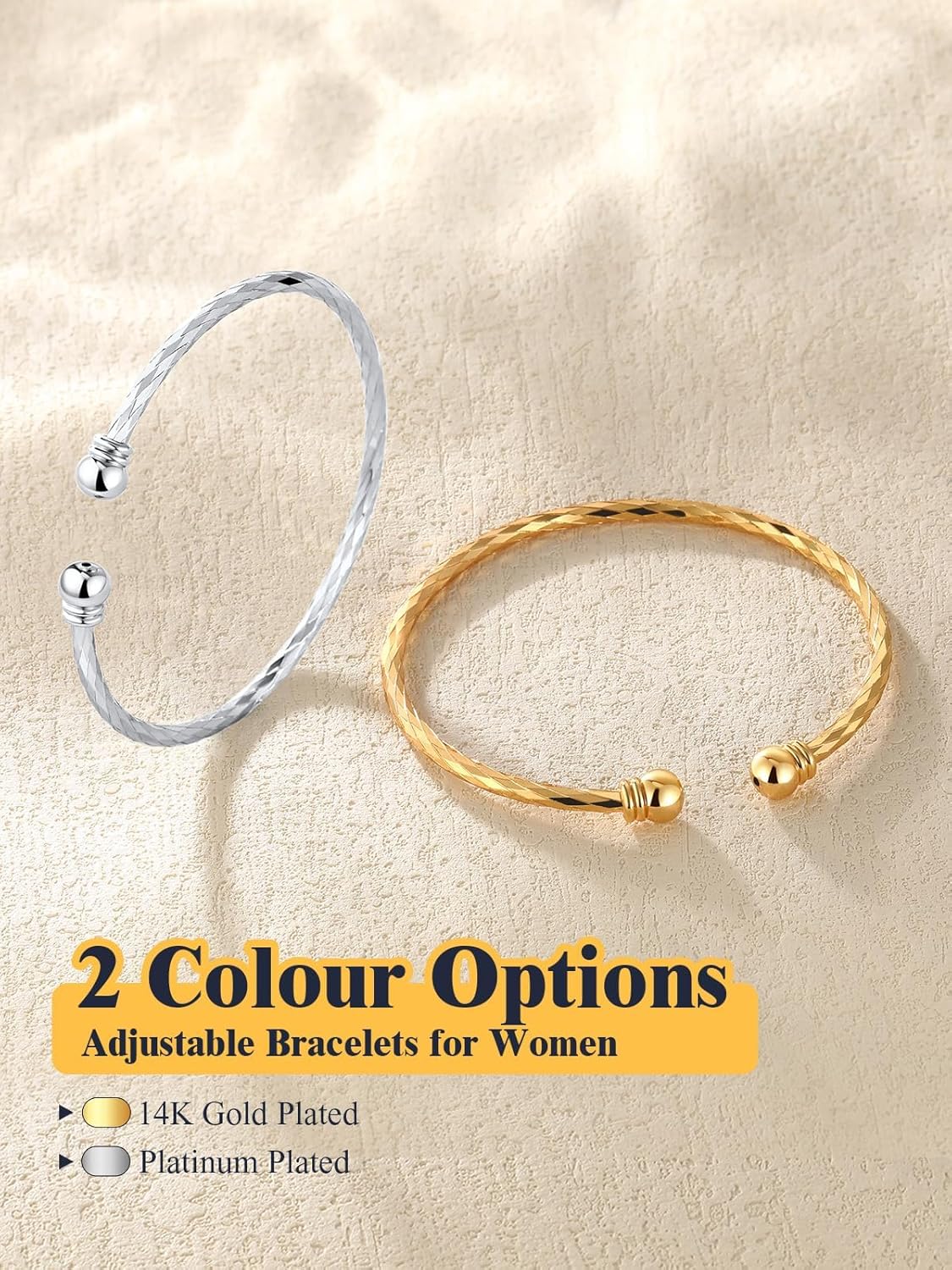 U7 Unisex Simple Cuff Bracelet 18K Real Gold Platinum Plated Fine Bracelets Fashion Jewelry Open Bangle Cuff Bracelets, Twisted or Heart Style