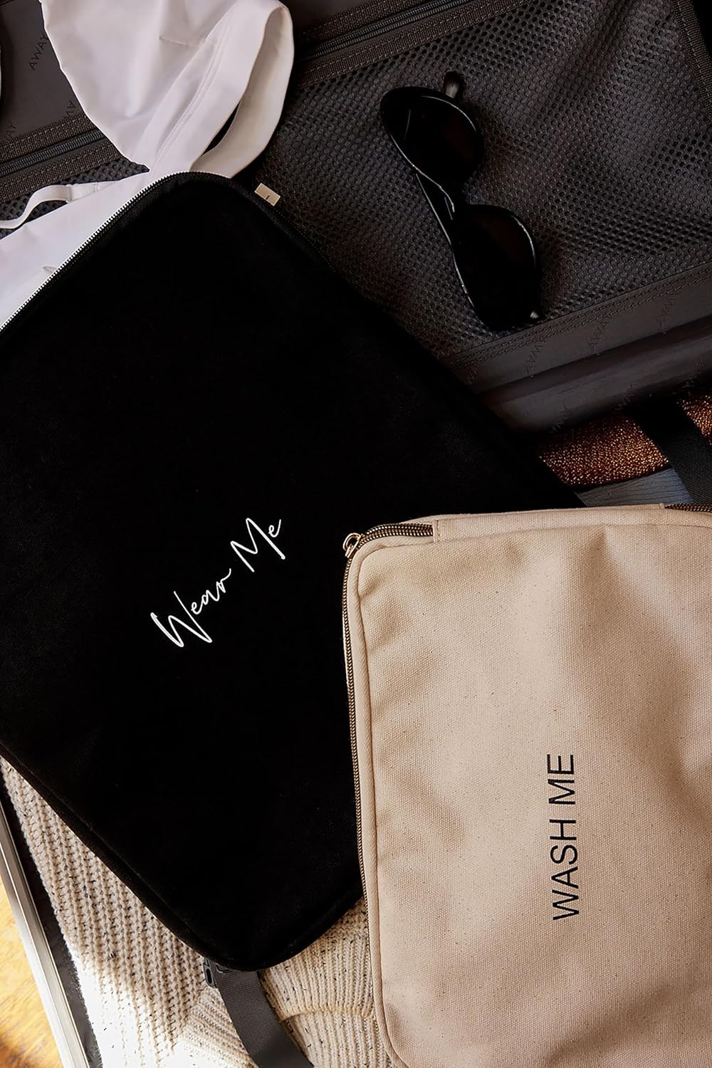 Two-Sided Travel Laundry Bag/Packing Cube for Travel (Black)