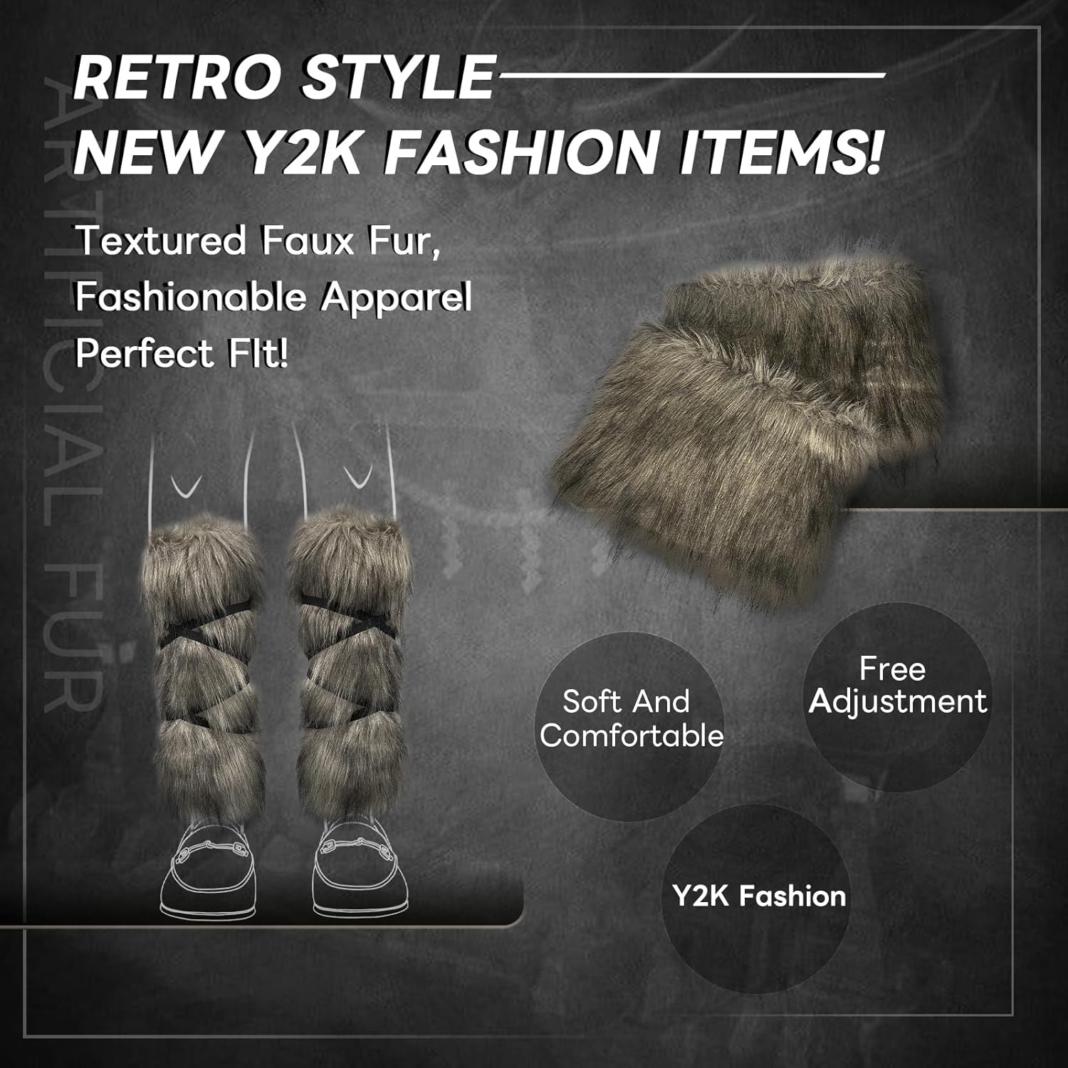 Viking Faux Fur Leg Wraps Arm Warmers, Medieval Bracers Cosplay, Hand & Boots Covers Barbarian Costume for Ren Faire - Image 5