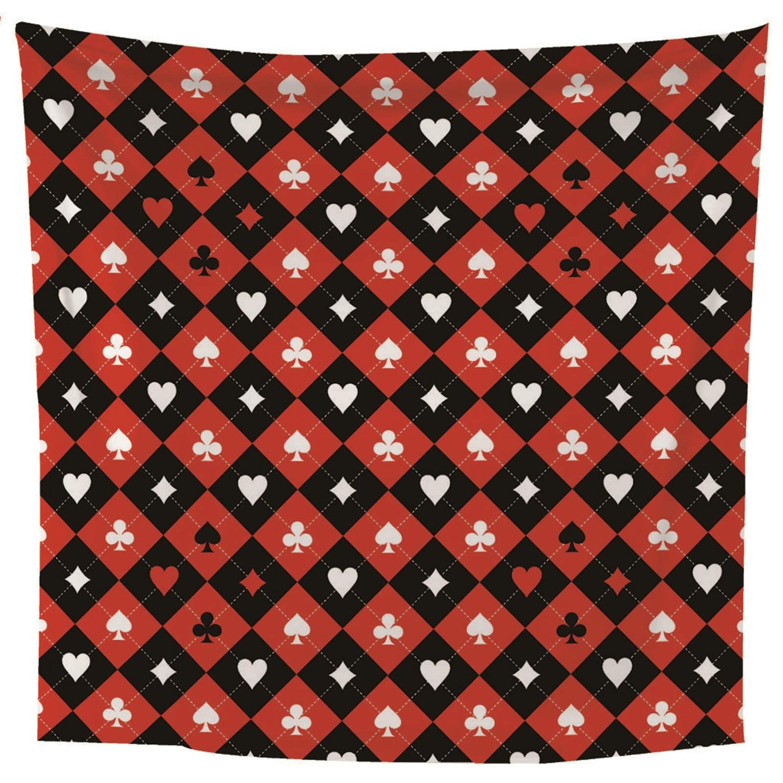 Aeici Tela Pared Playa, Wall Hanging Tapiz de Pared Patrón de póquer Tapiz- Negro Rojo Blanco, 240x220CM