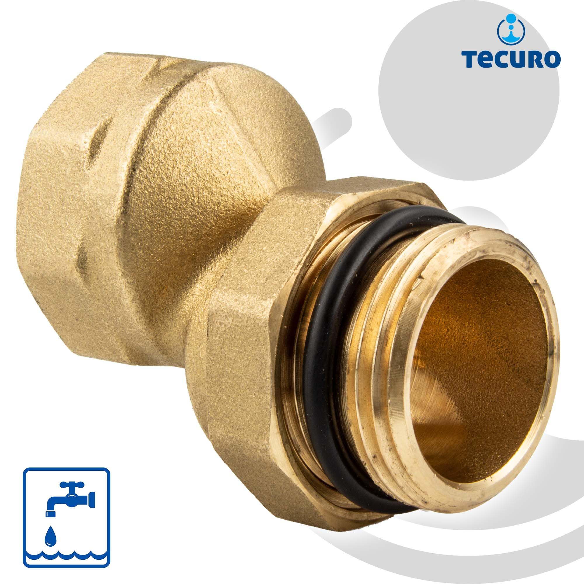 tecuro Versatznippel 25 mm, IG x AG 1 Zoll, Messing blank CW617N 