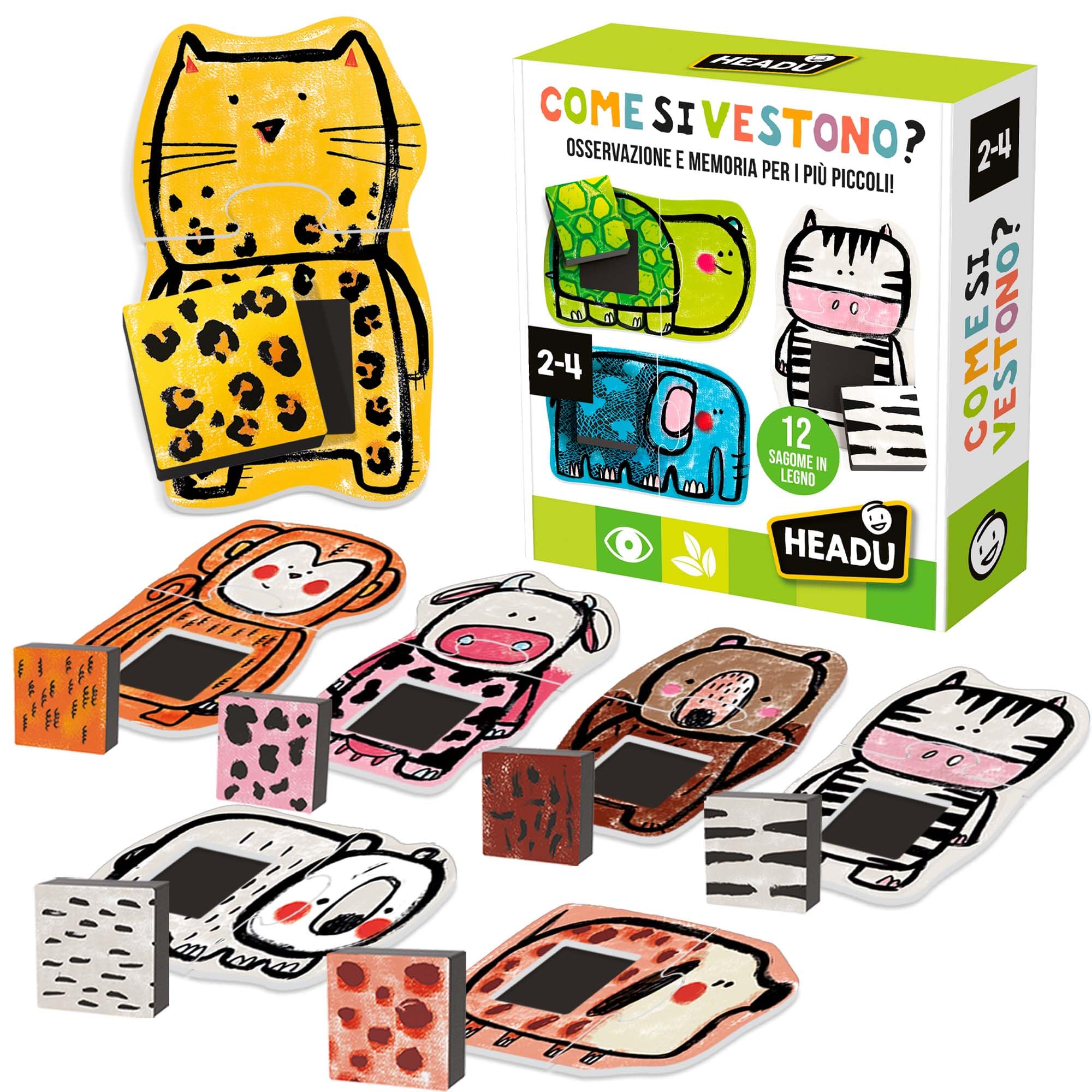 HEADU - Come si Vestono, Osservazione e Memoria per i più Piccoli, Un Gioco Educativo per Bambini dai 2 ai 4 anni, Made in Italy