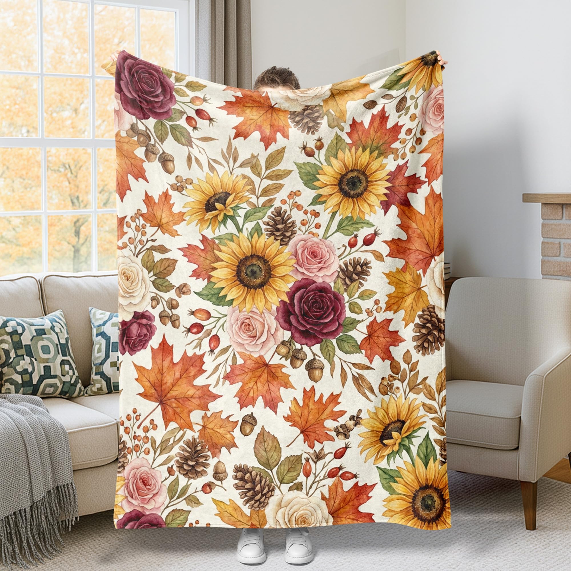 Couverture décorative tournesol automnal pour des soirées cocooning au salon