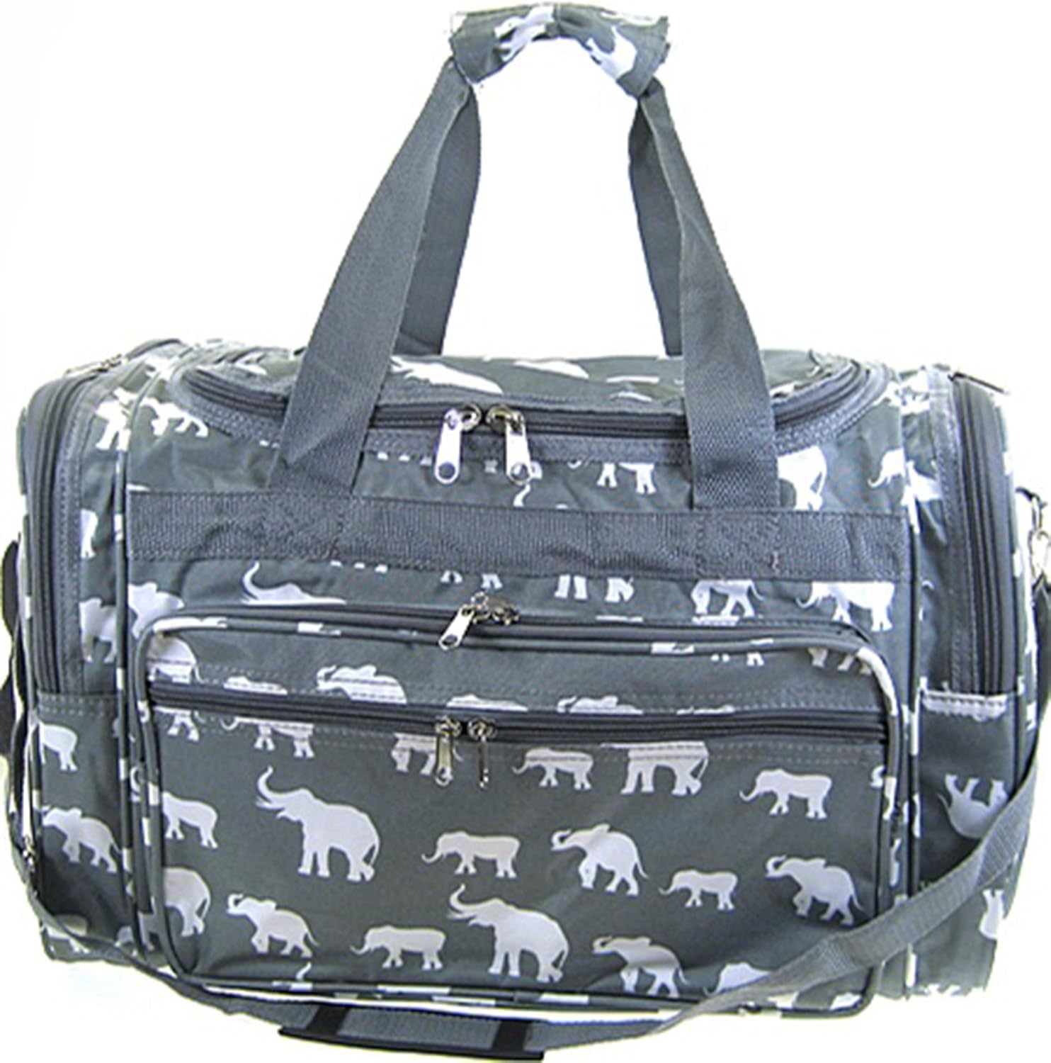 22 Inch Elephant Print Duffel Bag Travel Luggage Gray Duffle