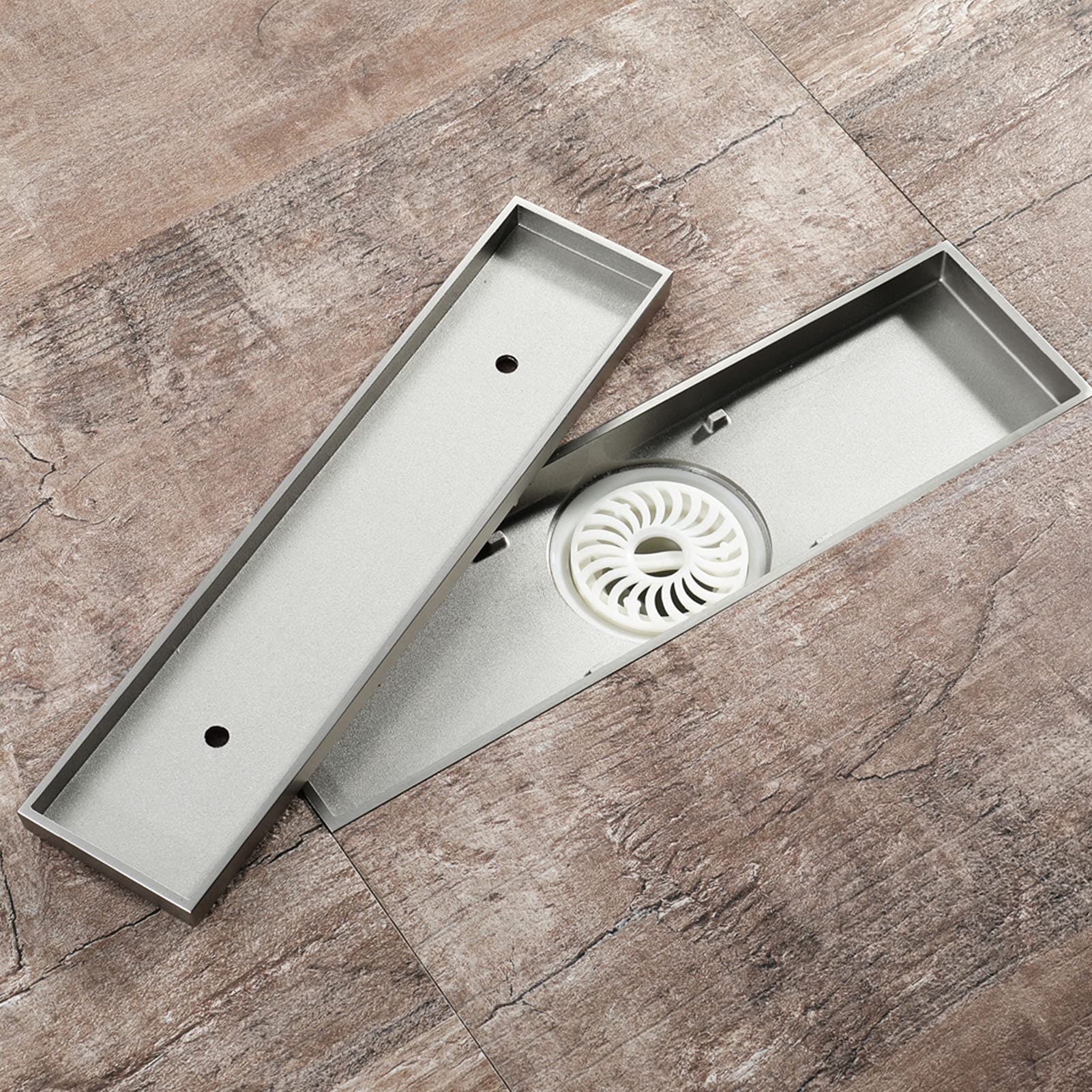 Desagüe Lineal para Ducha, Drenaje de Ducha Lineal 12 Pulgadas con Cubierta inserción Plana y azulejo 2 en 1, Drenaje Piso Rectangular latón, baño