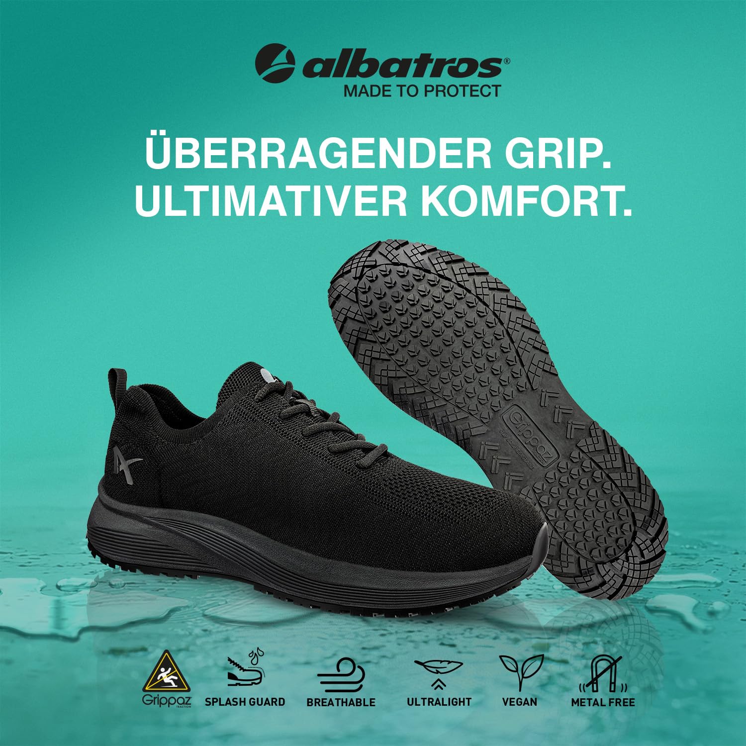 ALBATROS Scarpe da lavoro Mood Unisex – Antiscivolo – Sneaker Non-Slip – Scarpe da lavoro super leggere da donna e uomo – comode per tutti i giorni e il lavoro