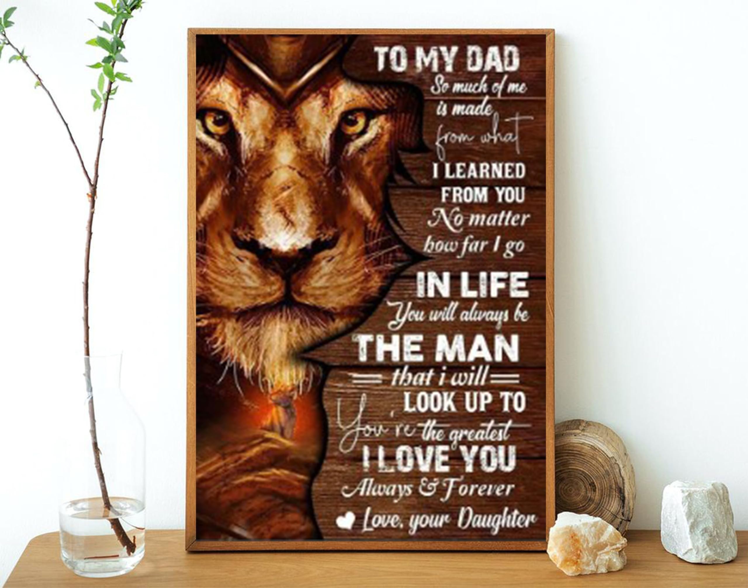 Lion To my Dad Poster Love You Always Forever Lion Vintage Poster Gift For Dad From Daughter Father's Day Gift Father's Day Poster Metal Tin Sign 6x8 inches