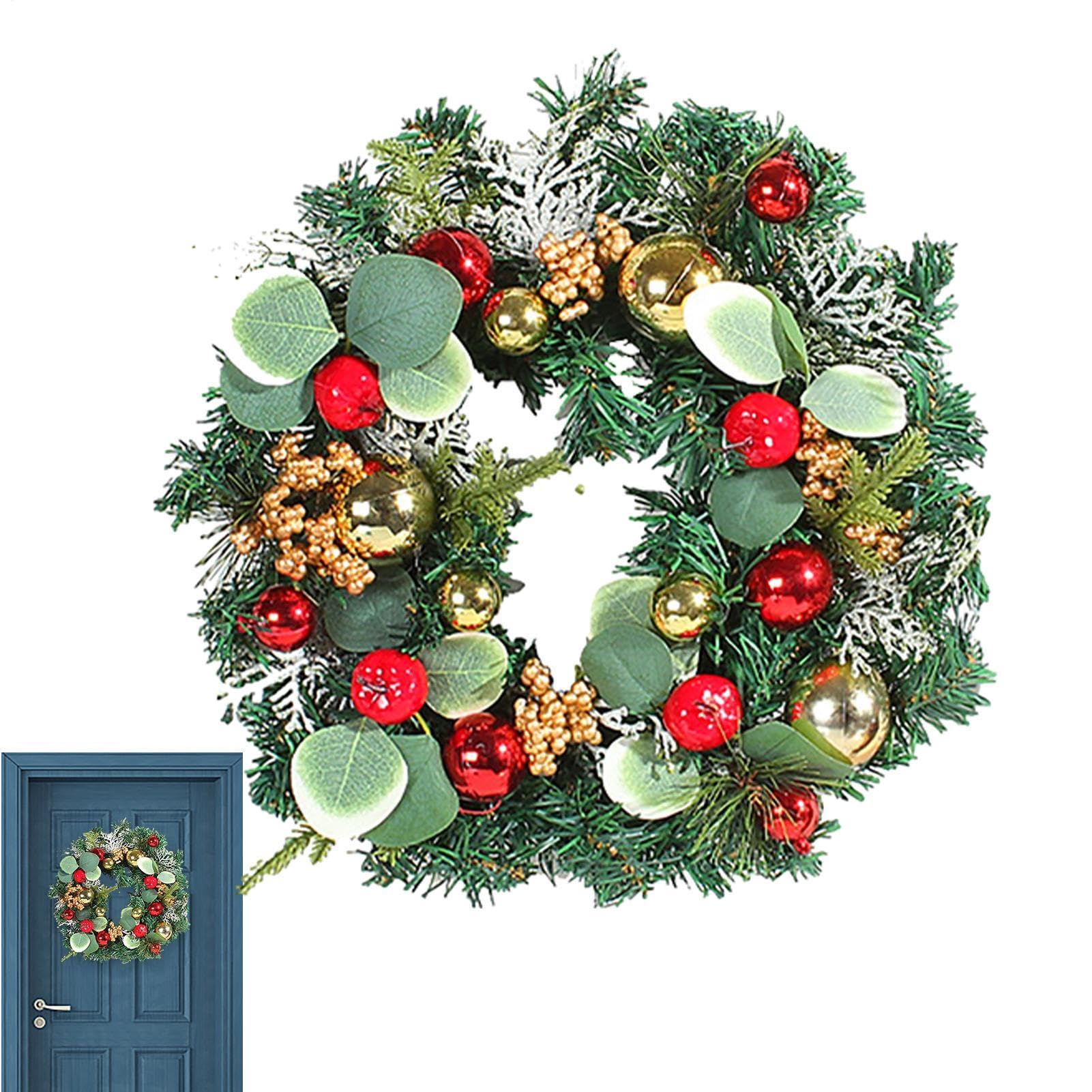 Couronnes de Noël pour porte d'entrée avec baies rouges et boules